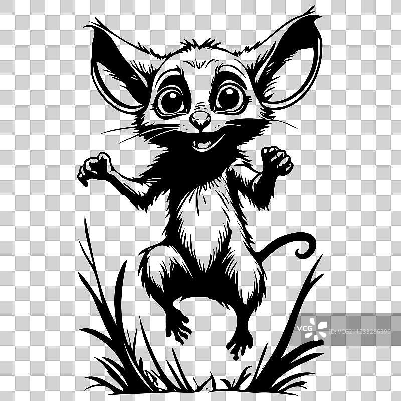 黑色树懒跳跃的动物头部线条艺术图图片素材