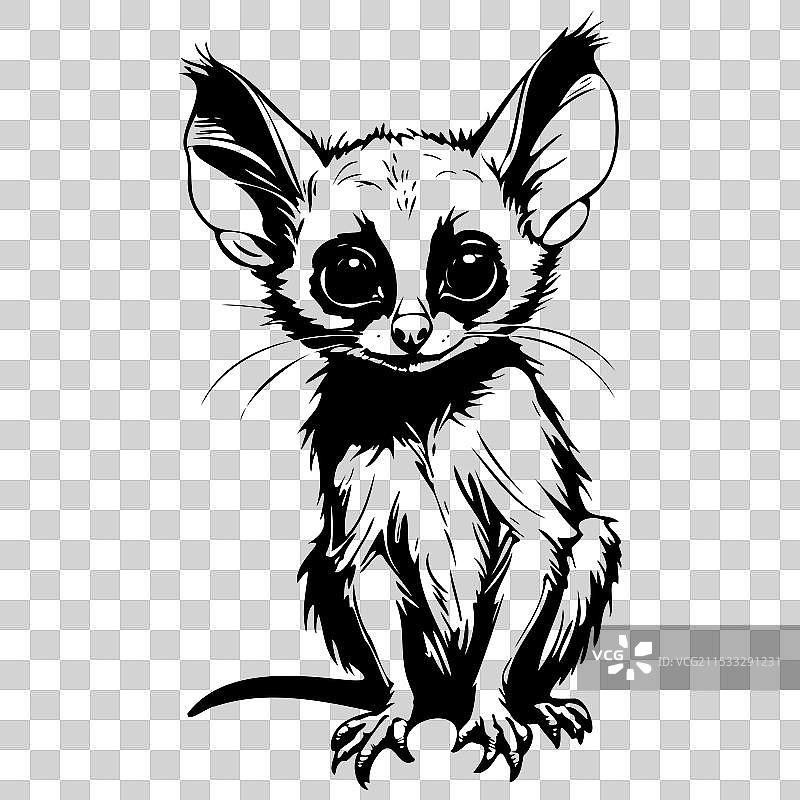 复古动物图像中的树懒宝宝肖像画图片素材