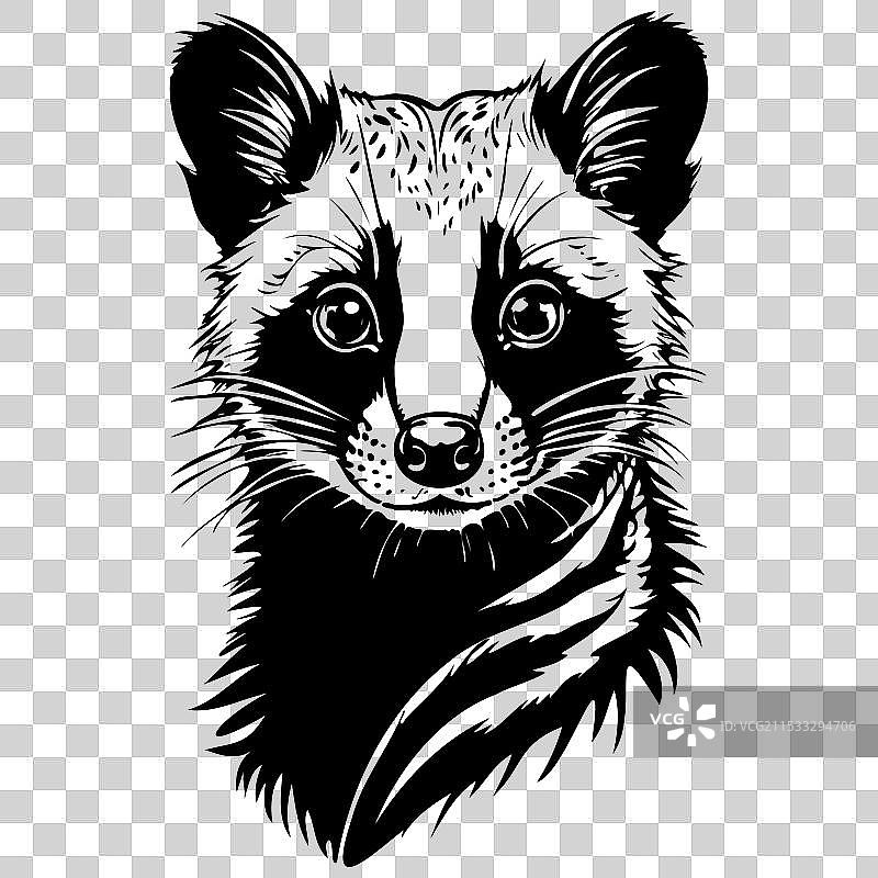 墨水条纹棕榈猫肖像素描轮廓图片素材