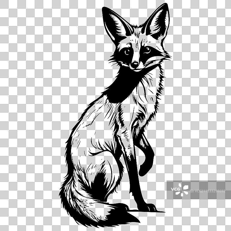 逼真的手绘蝙蝠耳狐动物图片素材