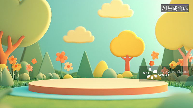 【AI数字艺术】春天，夏天，电商背景，产品展台图片素材