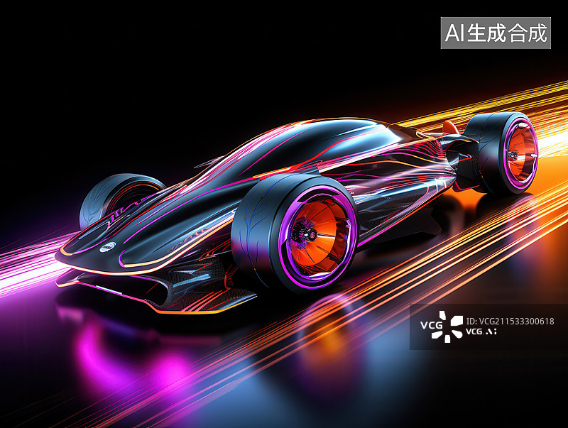 【AI数字艺术】未来赛道上的光速赛车图片素材
