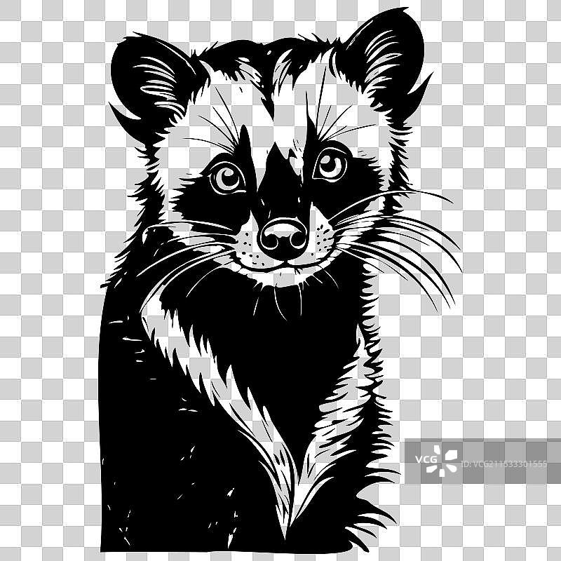 条纹棕榈猫肖像雕刻画图片素材