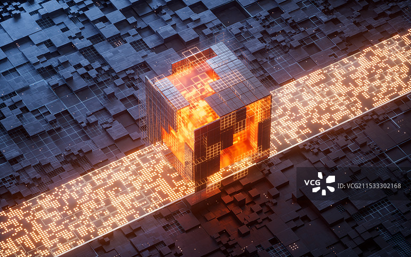 科技感电路与芯片三维渲染图片素材