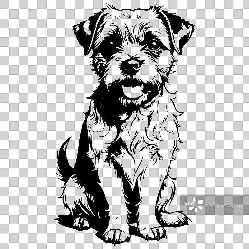 复古边境梗肖像手绘动物图片素材