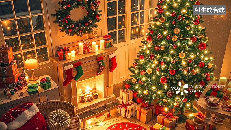 【AI数字艺术】圣诞节平安夜装饰品背景图图片素材