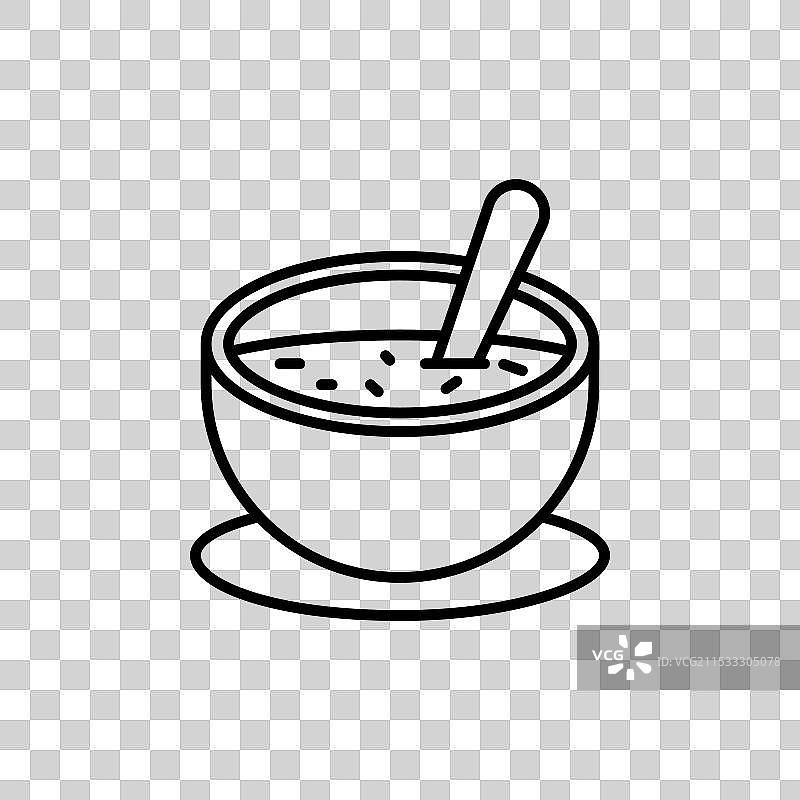 热汤碗和勺子的汤图标集图片素材