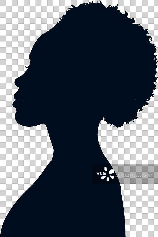 美丽黑人女性的侧面剪影图片素材