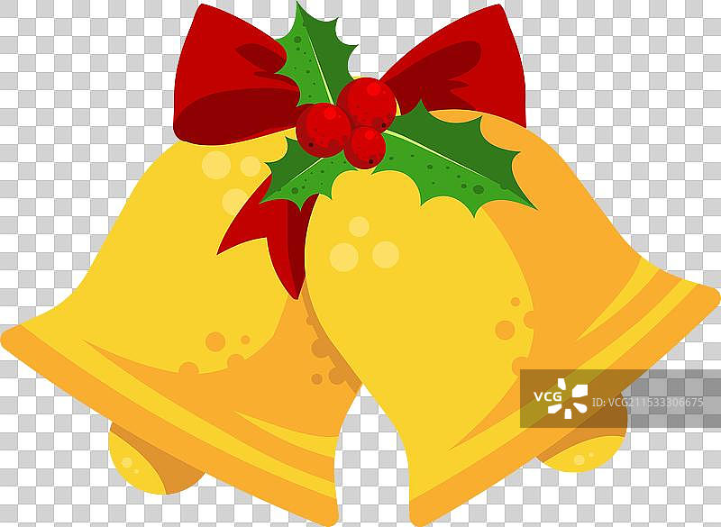 圣诞铃铛与冬青浆果图片素材