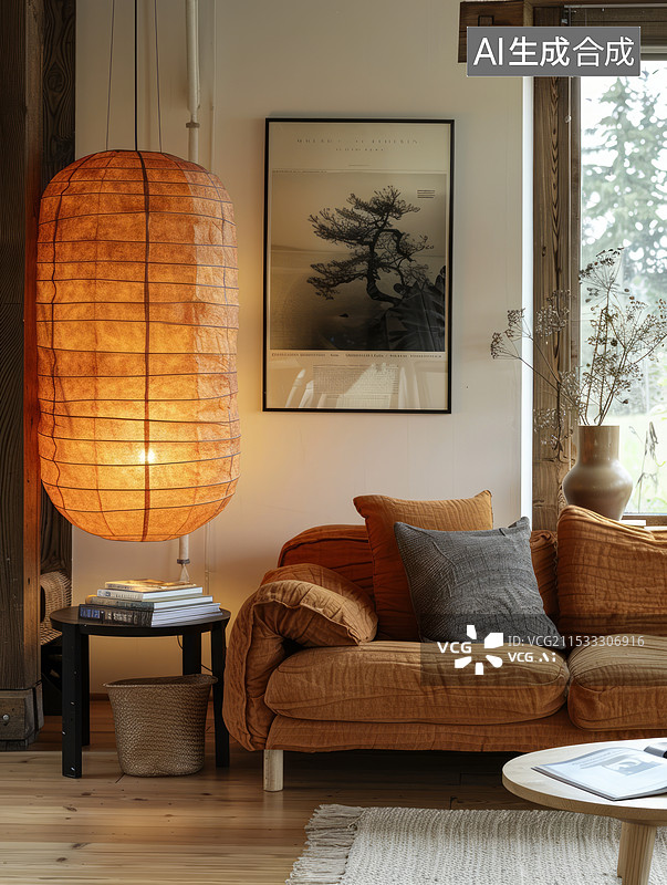 【AI数字艺术】舒适的客厅家居场景图片素材
