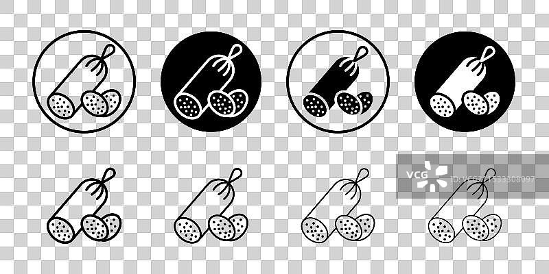 香肠和萨拉米图标标志集图片素材