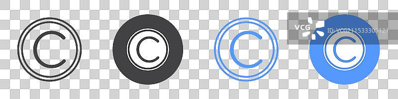 版权图标扁平线条符号集图片素材