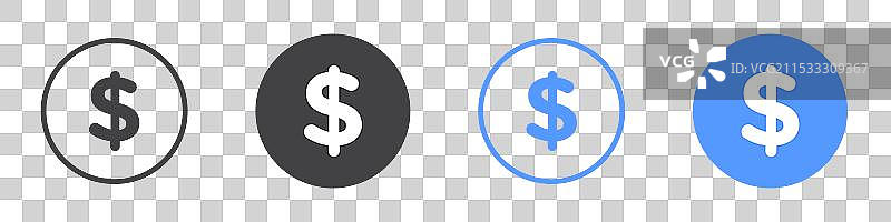 美元图标扁平线条符号集图片素材