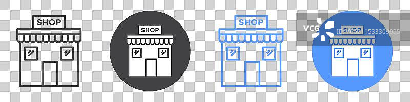 本地商店图标扁平线条符号集图片素材