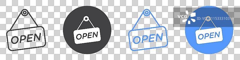 开放标志平面线条符号集图片素材