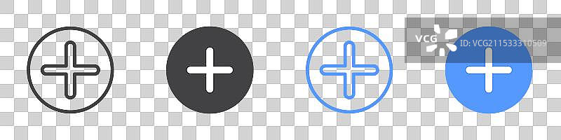 加号图标扁平线条符号集图片素材