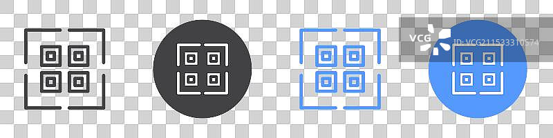 二维码图标扁平线条符号集图片素材