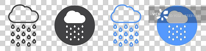 雨图标扁平线条符号集图片素材