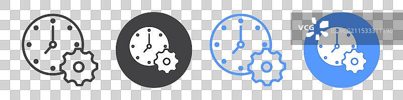 时间管理图标扁平线条符号集图片素材