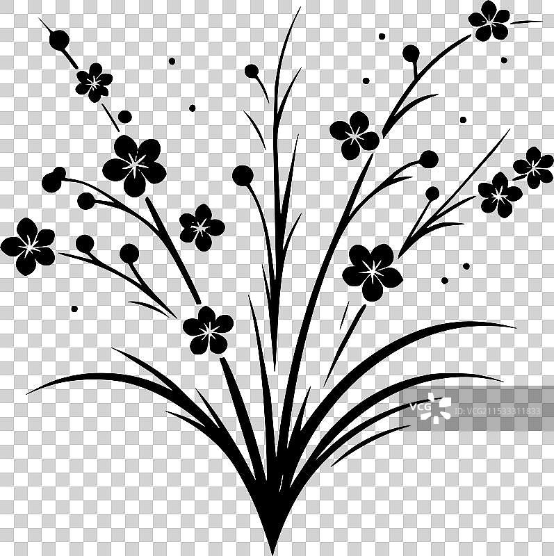 黑白色的插花艺术作品图片素材