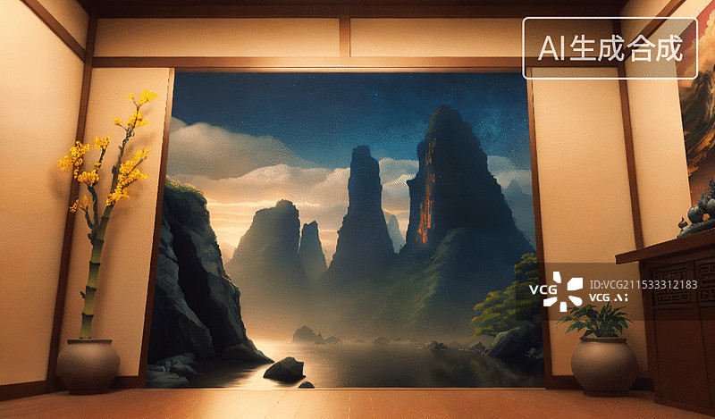 【AI数字艺术】山水画图片素材