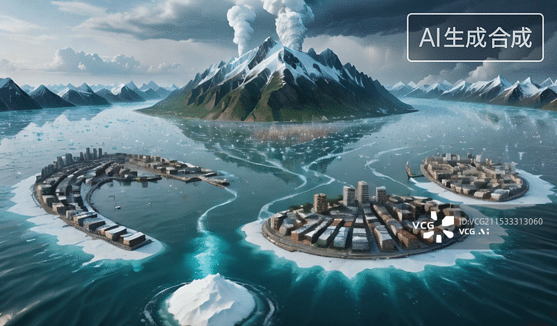 【AI数字艺术】冰岛之城图片素材