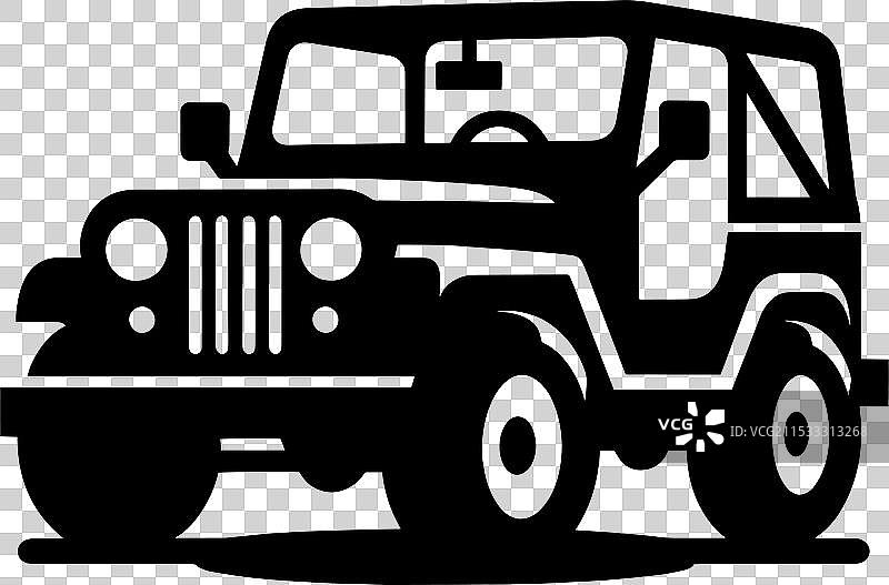 越野吉普车冒险轮廓图，孤立展示图片素材