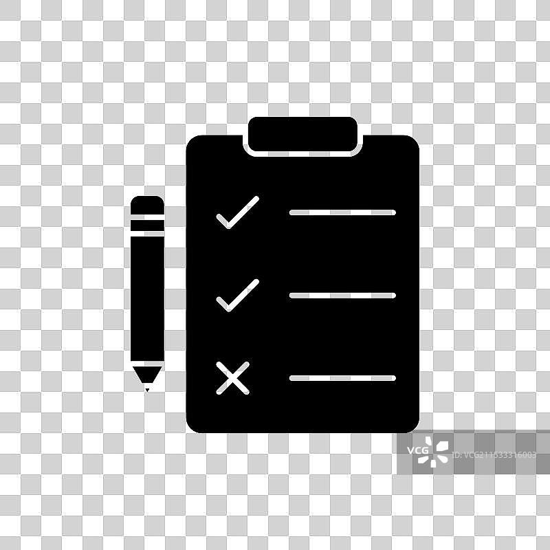 带有勾号符号的文档列表图标集图片素材