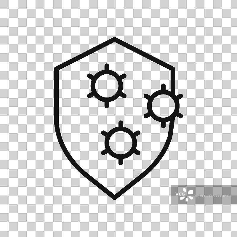 白色背景上隔离的病毒盾牌图标图片素材