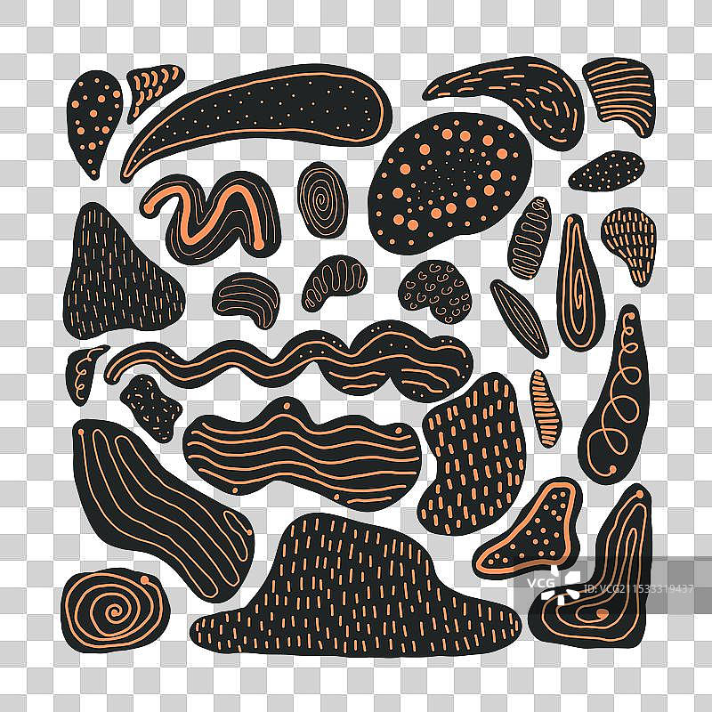 手绘各种抽象有机形状集合图片素材