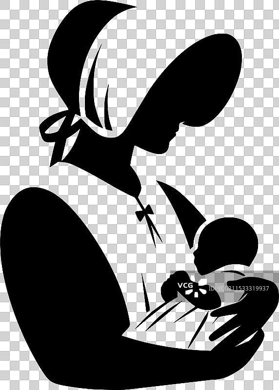 戴着头巾的爱尔兰母亲的黑白照片图片素材