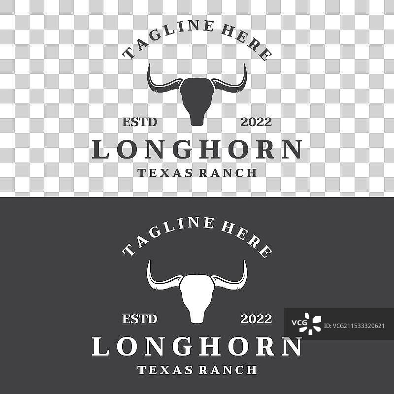 复古长角公牛和水牛标志图片素材