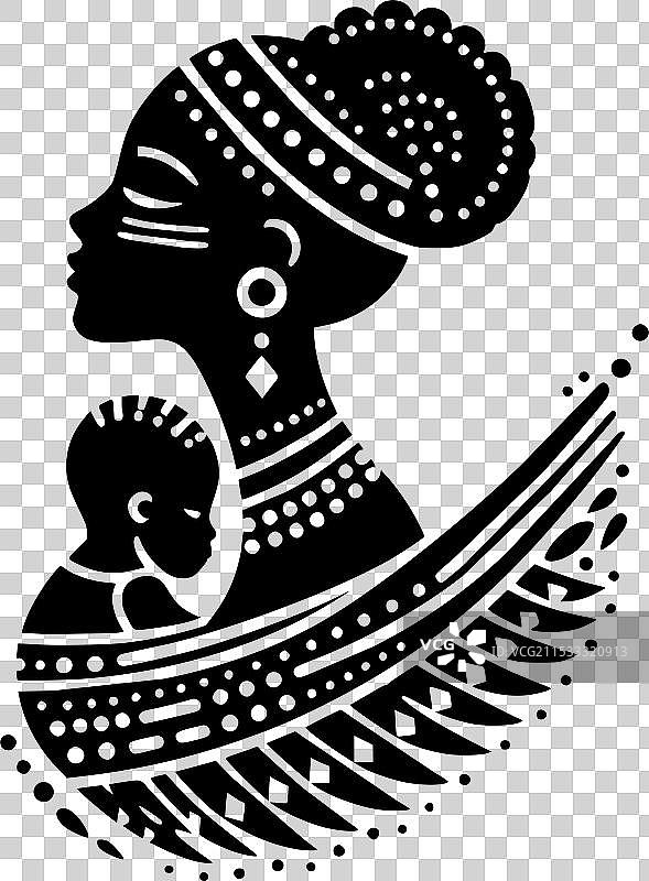 黑白照片：充满爱的祖鲁母亲与婴儿图片素材