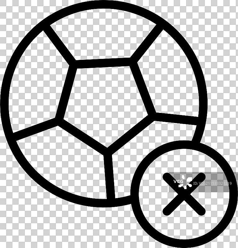 带有X标志或罚球的足球图标线条图片素材