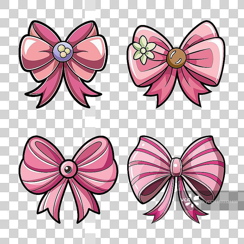 一组粉色丝带蝴蝶结 粉色丝带蝴蝶结图片素材