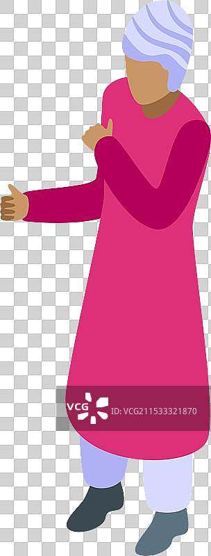 印度男性做出竖起大拇指的手势，等距图形图片素材