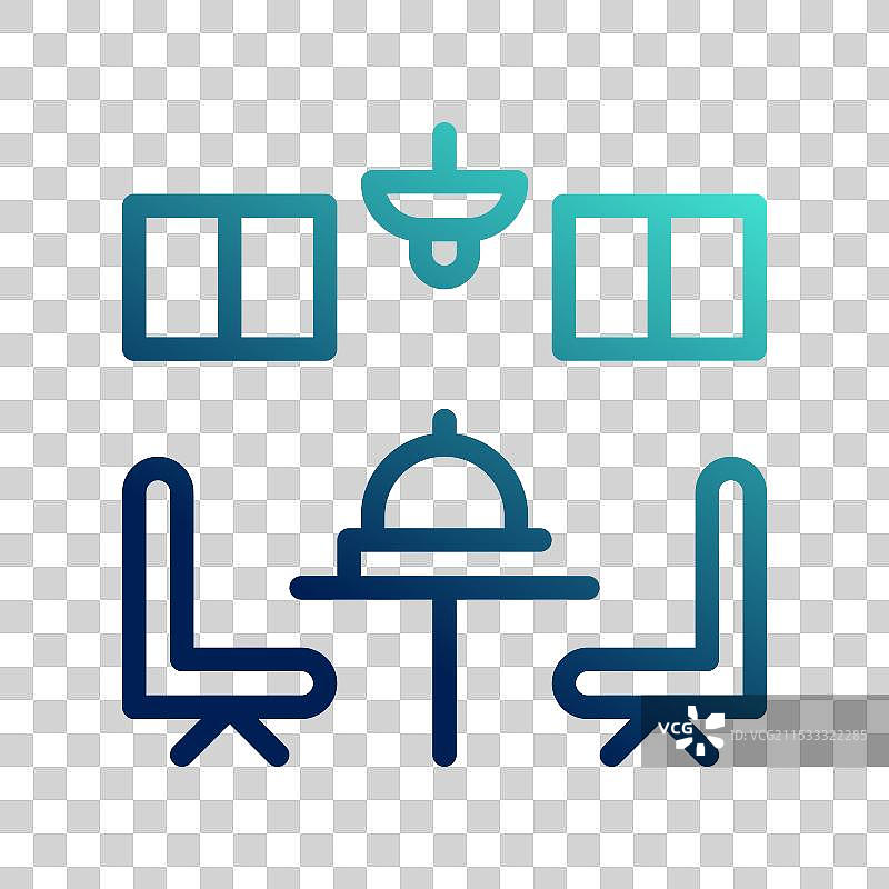 带有轮廓风格和渐变的餐厅图标图片素材