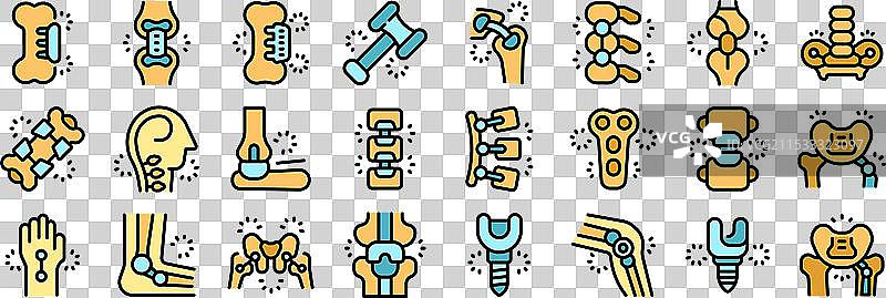 关节成形术和骨科植入物图标集图片素材