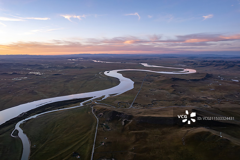 四川阿坝州九曲黄河第一弯秋色高空航拍图片素材