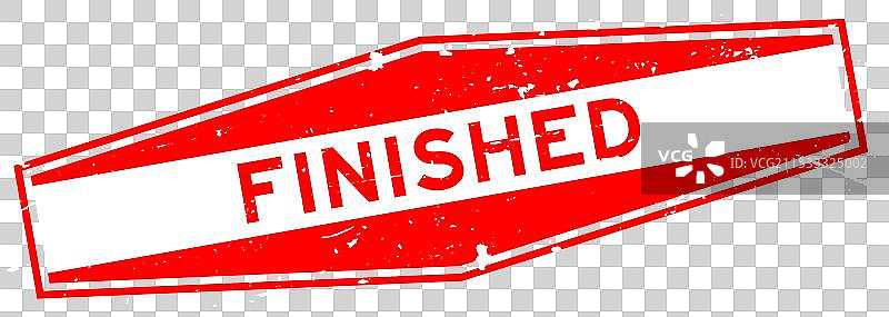 磨损的红色完成字样六角形橡胶印章图片素材