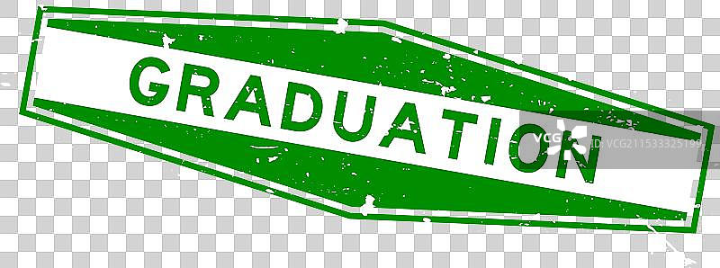 磨损的绿色毕业字样六角形橡胶印章图片素材