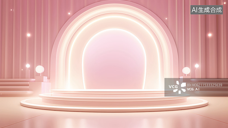【AI数字艺术】浪漫婚礼宴会舞台粉色背景图片素材