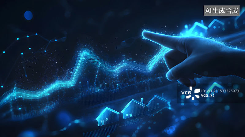 【AI数字艺术】科技经济数据折线图图片素材