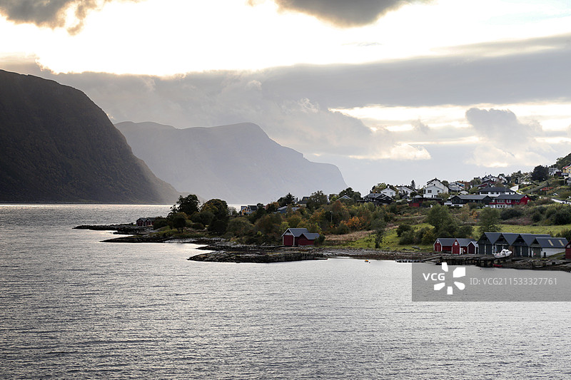 欧洲挪威斯图尔峡湾口及奥勒松小镇图片素材