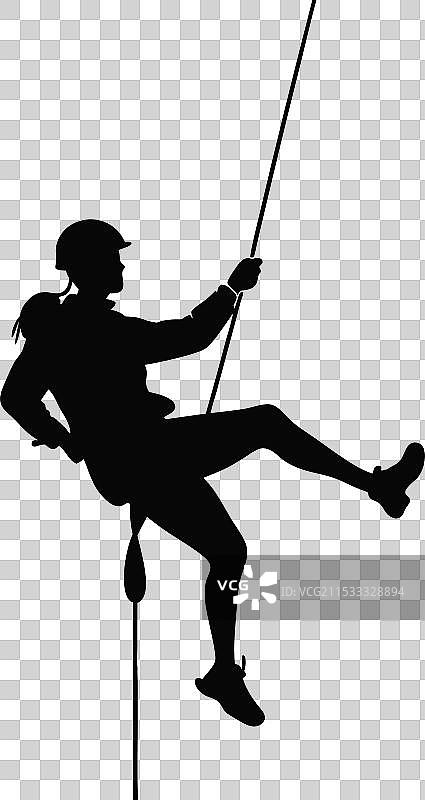 攀岩者下降的剪影图片素材