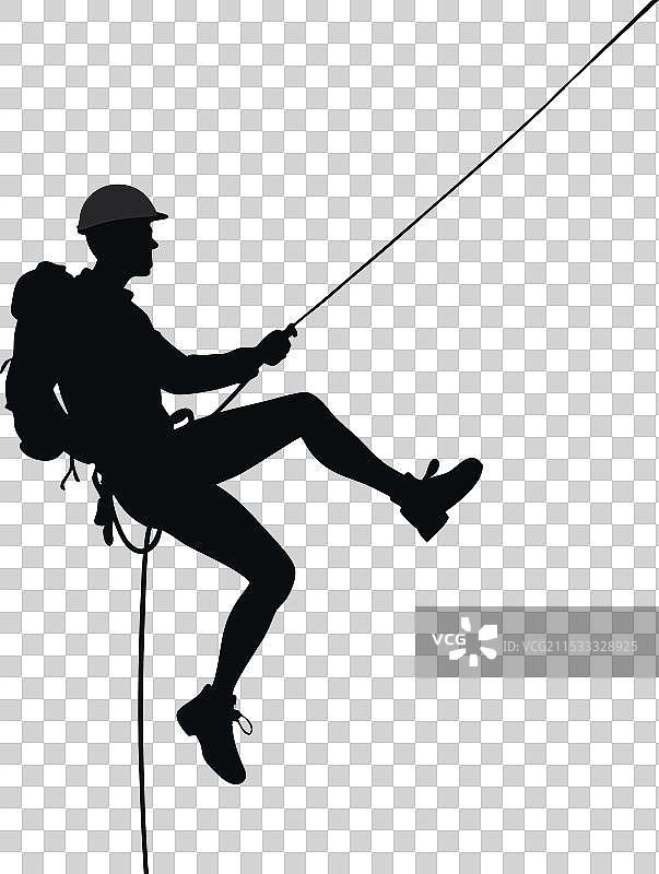 攀岩者下降的剪影图片素材