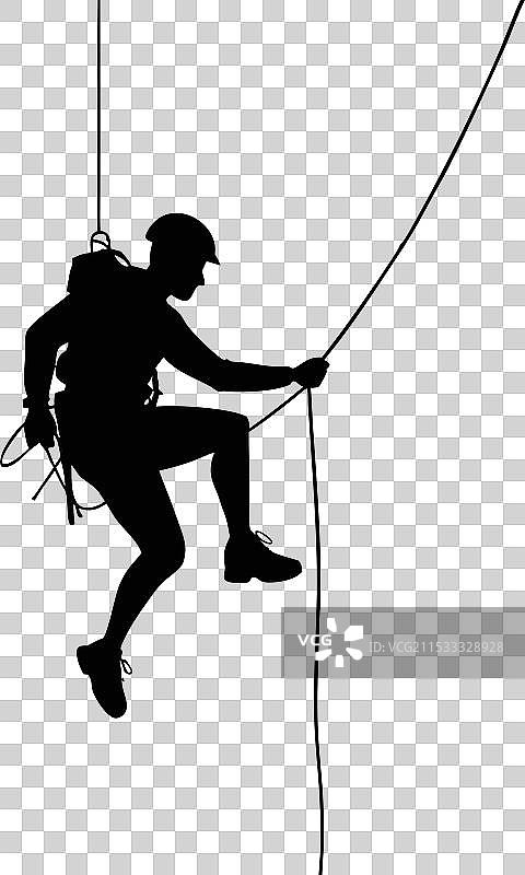 攀岩者下降的剪影图片素材