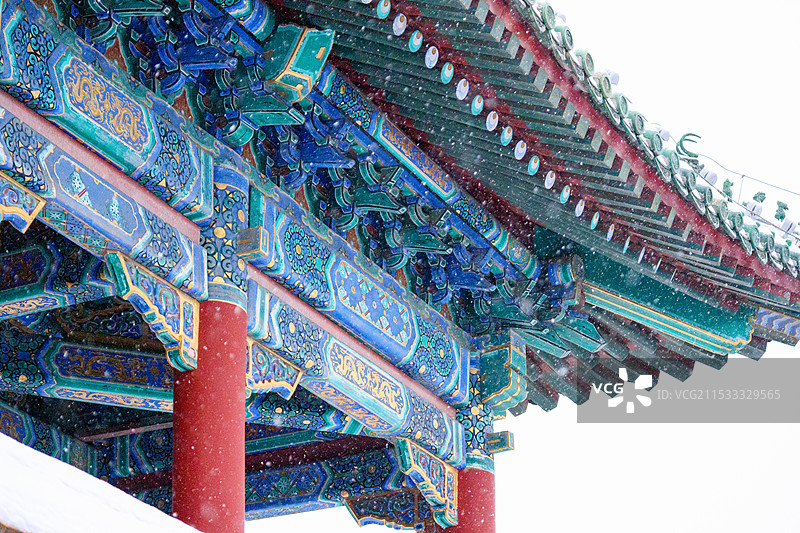 雪中的万春亭一角图片素材