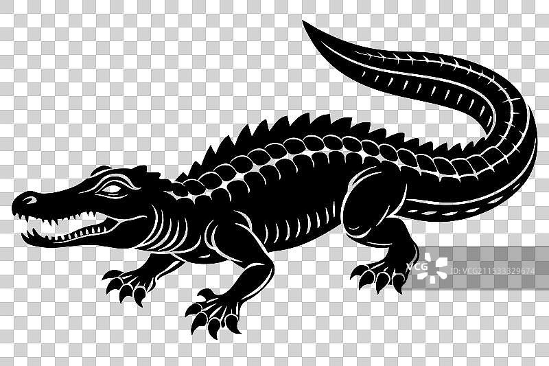鳄鱼剪影图片素材
