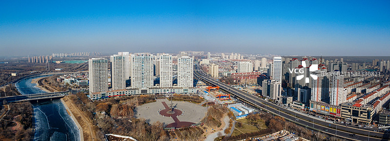 天津 北辰区 北辰公园 地标 航拍 北辰医院 北仓镇图片素材